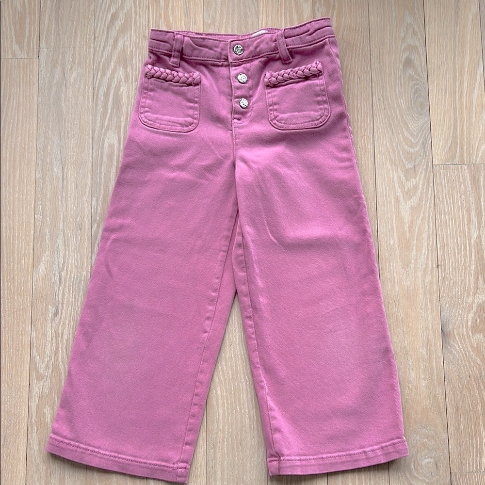 Mayoral Girls' Pink Wide Leg Braided Pocket Pants
